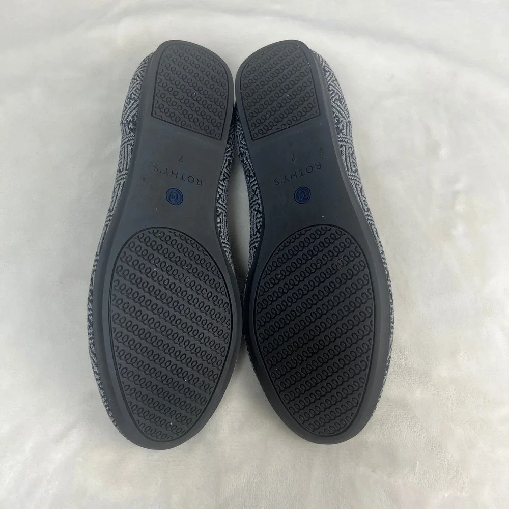 Rothy's The Loafer Women's sz 7‎ Gray Charcoal Grid Retired Flats